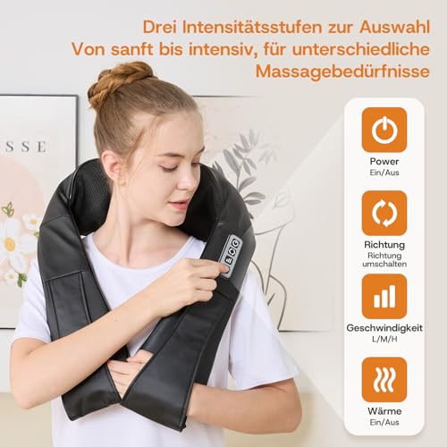 LAOBEN Massagegerät von tiefem Gewebe Shiatsu Nackenmassagegerät mit Thermostatfunktion Elektrisch Massagegeräte für Nacken Schulter Rücken Muskel Schmerzlinderung zu Hause Büro und Auto 3
