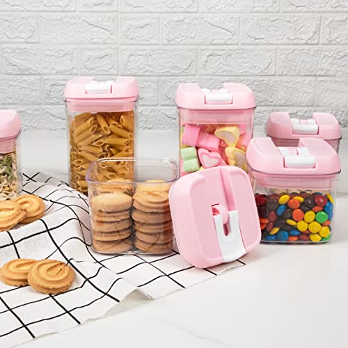 U-Qe Airtight Food Storage Container Set-10 Piece Bpa Free Clear Plastic Cereal Canisters With Easy Lock Lids-Kitchen & Pantry Organization Containers For Sugar, Flour, Cereal, Labels & Marker(Pink) #TOP5