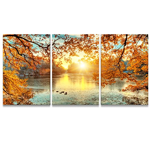 Quadro Para Quarto Paisagem Nascer do Sol Arvore Sala Kit