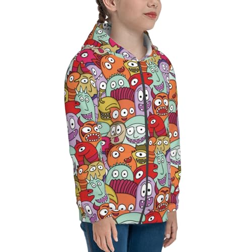 Funny Monster Kid Hoodies Boys Zip Up Sweatshirts Girls Pullover with Pocket4