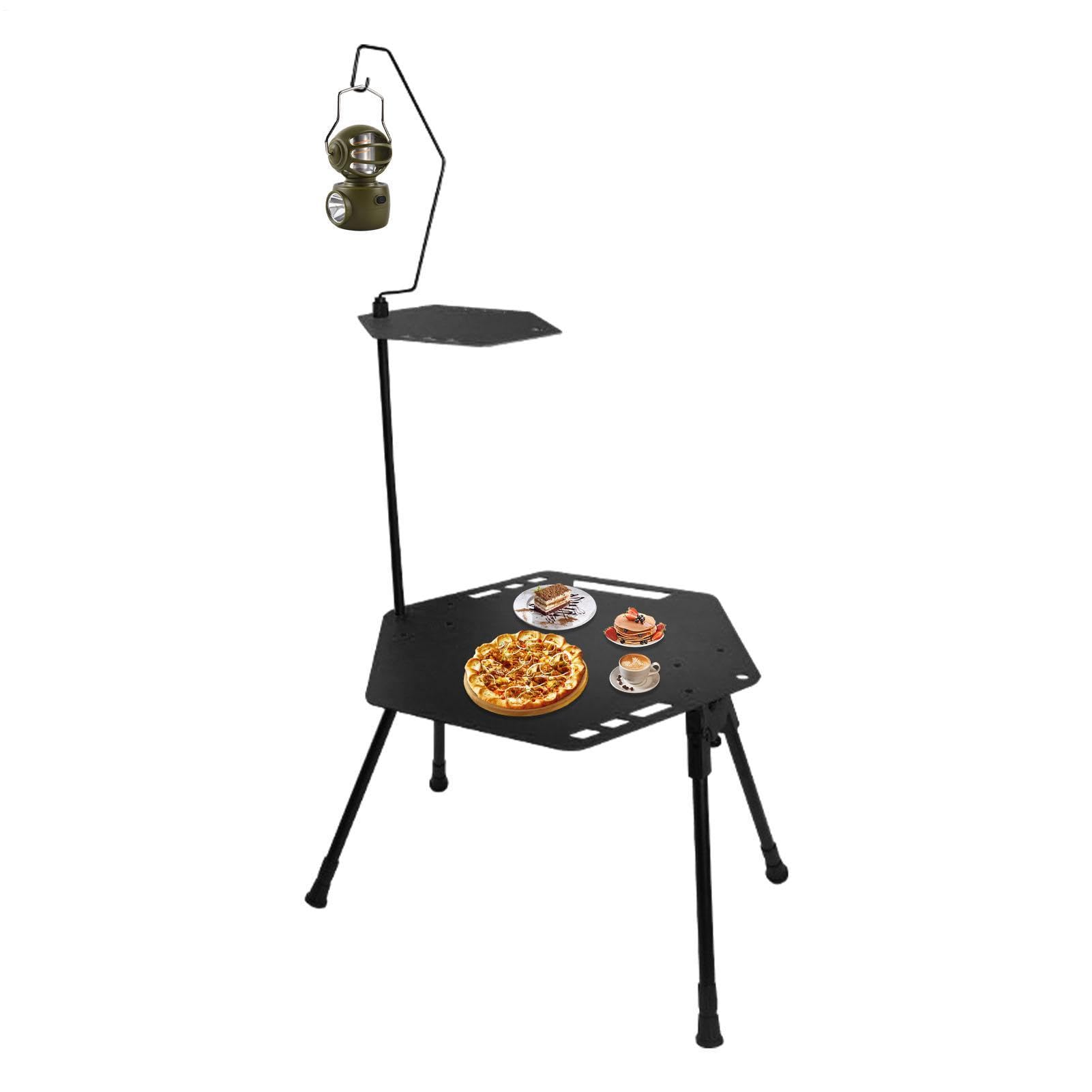 Tavolo da picnic pieghevole, tavolo da campeggio in lega di alluminio | tavolo portatile per esterni con portalampada per barbecue e pesca in viaggio, realizzato in robusta lega di alluminio per un