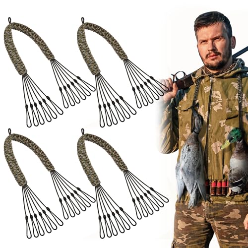 Datanly 4/2Pcs Duck Strap Game Carrier Duck Hunting Gear Camo Lanyard 12/8 Drops Waterfowl & Goose Hunting Accessories, Bird Call Lanyard Dove Strap Hanger, Outdoor Gear Hunter Gift(4 Pcs,12 Drops)