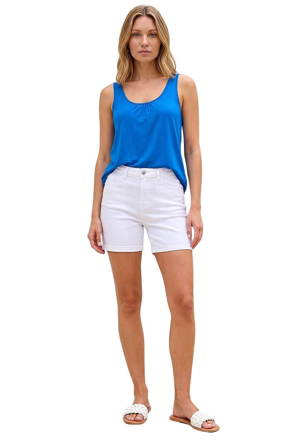 Roman Originals Women's Plain Royal Blue Vest Top For Uk - Tank Tops Tunic Summer Blouse Cami Camisole V-Neck Stretch Jersey Casual Sleeveless Beach Party Lounge Holiday Spring