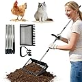 Funvalley Surperfect 2-in-1 Pooper Scooper & Rake for Chicken Dogs,Long Handle Shovels Chicken Scoop,Metal Poop Scooper Rake,Chicken Coop Cleaning Tool for Sand, Bedding & Poultry Habitat Supplies