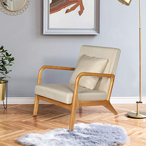 ELUCHANG Mid-Century Modern Accent Chairs, 25.6" x 30" x 30",Fabric Reading Armchair,Accent Chairs for Living Room Bedroom,Easy Assembly