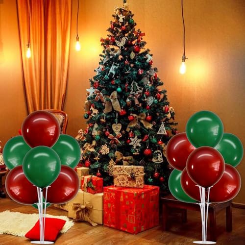 Image of TONIFUL 4 Set Dark Red Green Balloon Stand Balloon Centerpiece for Table