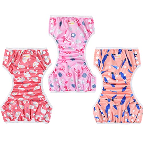 Pedobi Reusable Baby Swim Diapers, Adjustable Diaper Swim For Toddlers 9 Months - 3 Years Old, 3 Pack For Swimming Lessons (Summer Elves, Small) #TOP2