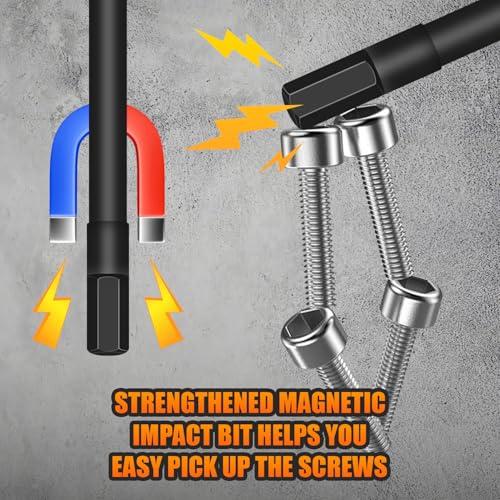 Image of Impact Allen Wrench Drill Bit Set,20PCS 4 inch Long Hex Bit Set(Metric & SAE), 1 /4 inch Hex-Shank S2 Steel,Impact Driver Bit Set, Magnetic CNC Tips for Drill & Driver with Storage Box