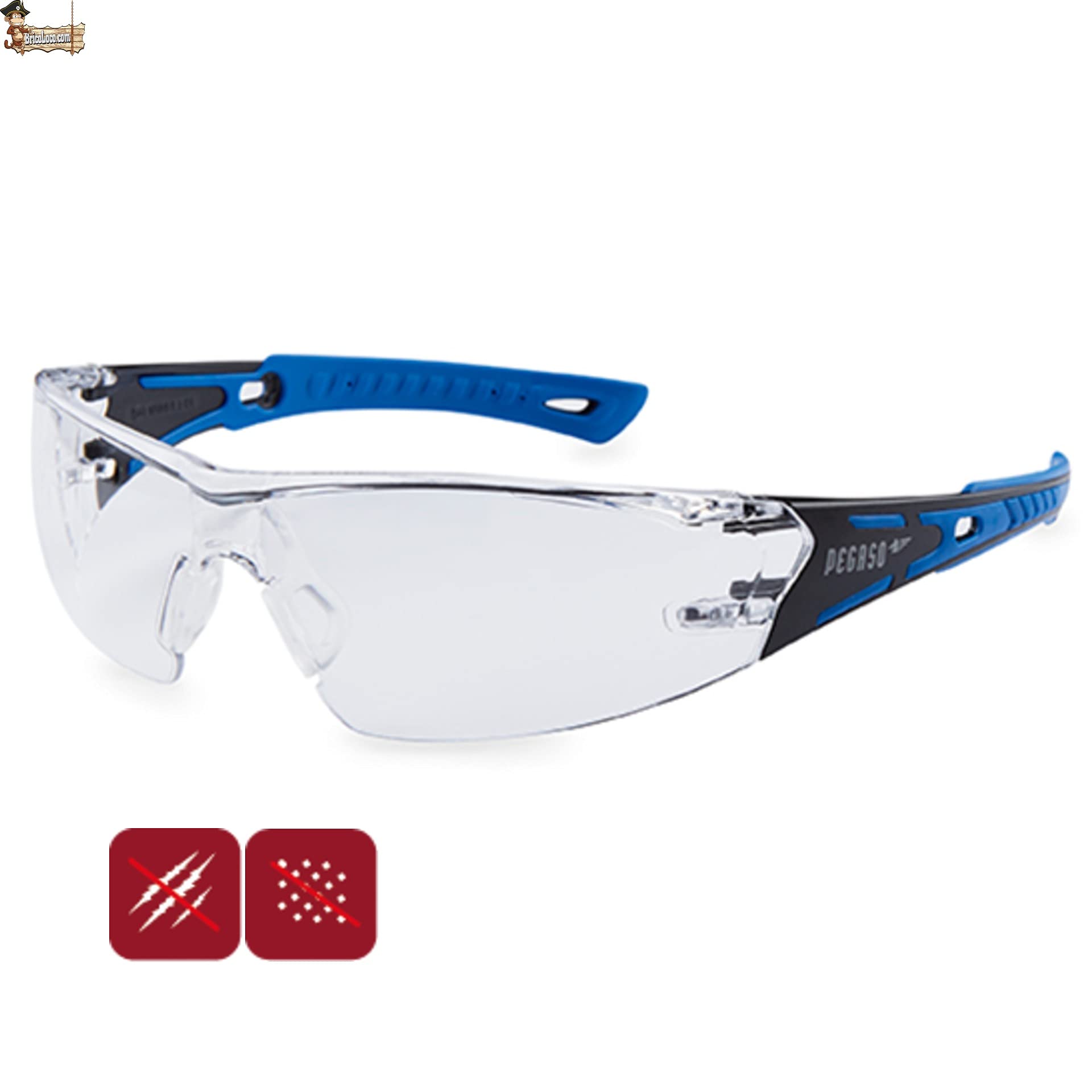 BricoLoco Ochronne okulary robocze, ergonomiczne, odporne na wstrząsy, filtr światła UV, odporne na zarysowania, przeciwmgielne, EPI