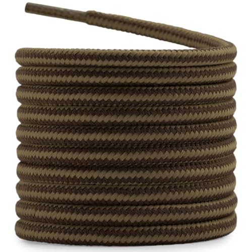 Best Knot for Hiking Boots: Secure Your Steps 13 DELELE 2 Pair Round Boot Laces Outdoor Hiking Walking Shoelaces Light Brown Coffee Striped Shoe Lace Work Shoe Strings 47 inch