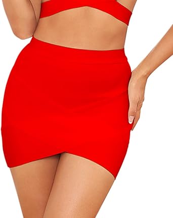 Womens High Waist Elastic Bandage Bodycon Mini Pencil Skirt