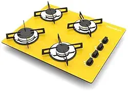 Cooktop 4 bocas Chamalux ultra chama amarelo Bivolt Trempe de Chapa