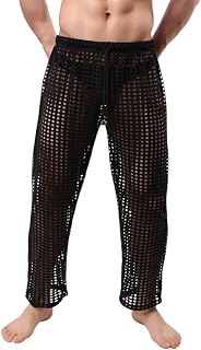 Netz-Leggings für Herren, durchsichtige Netzhose für Männer mit Kordelzug, atmungsaktiv, lange Pyjamahose, dehnbare Muskel-Schlaf-Lounge-Hose, transparente Netzstrumpfhose für Sport, Workout, Fitness