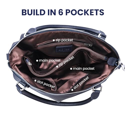 Image of HESHE Leather Purses and Handbag for Women Shoulder Bag Tote Top Handle Bag | Genuine Designer Large Capcity Hobo Crossbody Satchel Travel Work Ladies Zippered Ladies Daily Bag Adjustable Long Strap