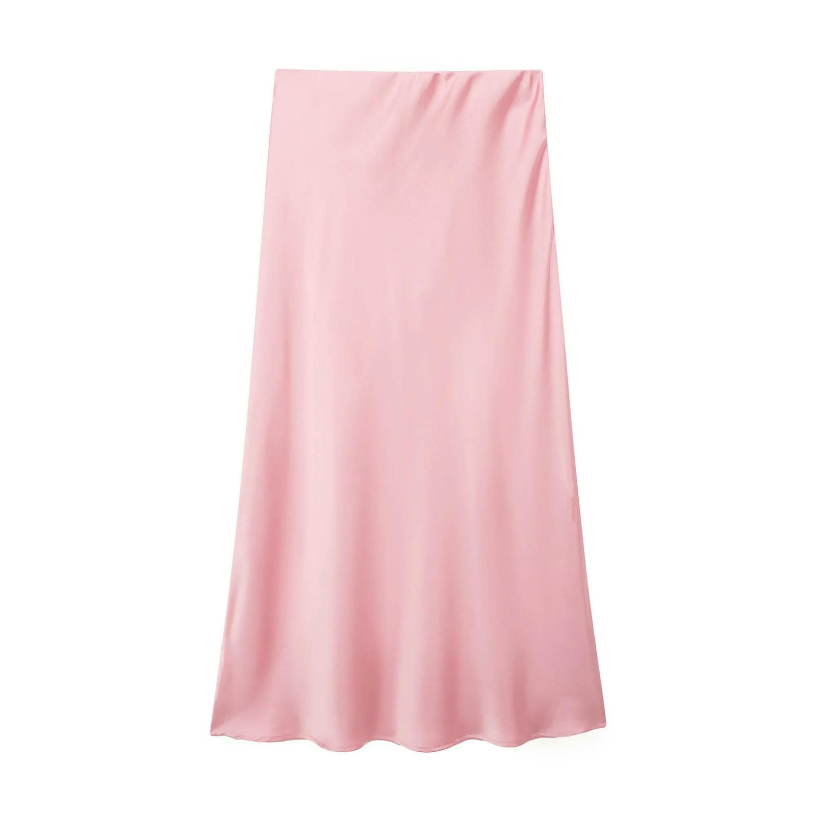 Gonna Lunga Nero Raso Donna Alta Vita Gonne Lunghe Elegante per Le Donne Moda Estate Midi Ufficio Donne-Pink-m