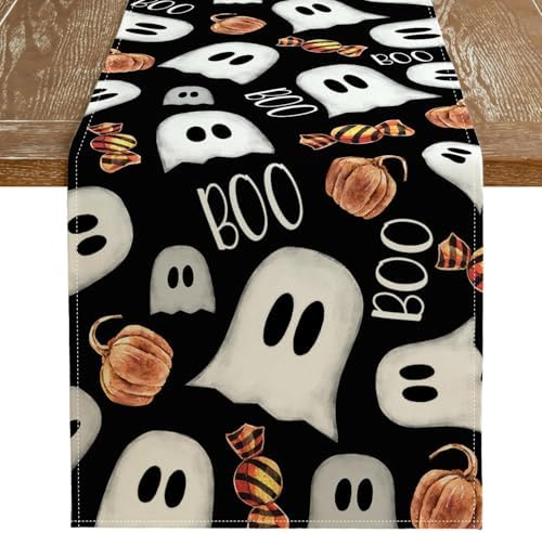 Amazon.com: Artoid Mode Polka Dot Ghost Pumpkin Cat Boo Halloween Table ...