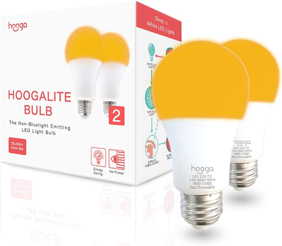 hooga Sleep Light Bulb, Blue Light Blocking Amber Night
