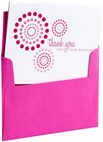Two Poodle Press 10 Breast Cancer Support, Modern Pink Ribbon Thank You Cards, Printed on 100% Recycled Stock - For Charity Events, Runs, Walks and 3-Day - Maddie