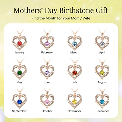18K Rose Gold Anniversary Birthday Presents For Her Wife 50Th Birthday Gifts For Wife From Husband Valentines Day Gifts For Her Birthstone Diamond Necklace Rose Gold Jewelry For Women Heart Pendant Necklace Aug #TOP5