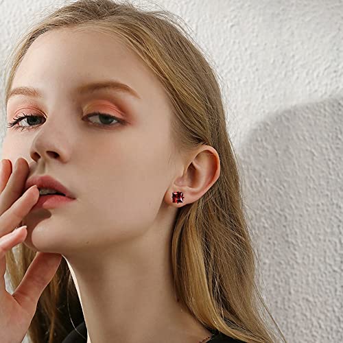 5 Pairs Colorful Screw Back Of Earrings Cz Titanium Studs For Women Men,20G 6Mm Surgical Steel Hypoallergenic Screw On Double Sided Barbell Stud Earring For Sensitive Ears (Red Cz) #TOP3