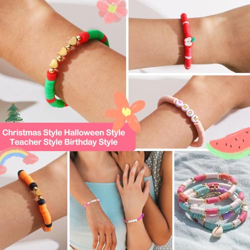 Image of SANNIDHI Bracelet Making Kit for Kids Clay Beads Set Unicorn Charm Gradient Color Bead for Jewelry Making with Crystal Lines and Scissors DIY Beading Crafts, Multicolor