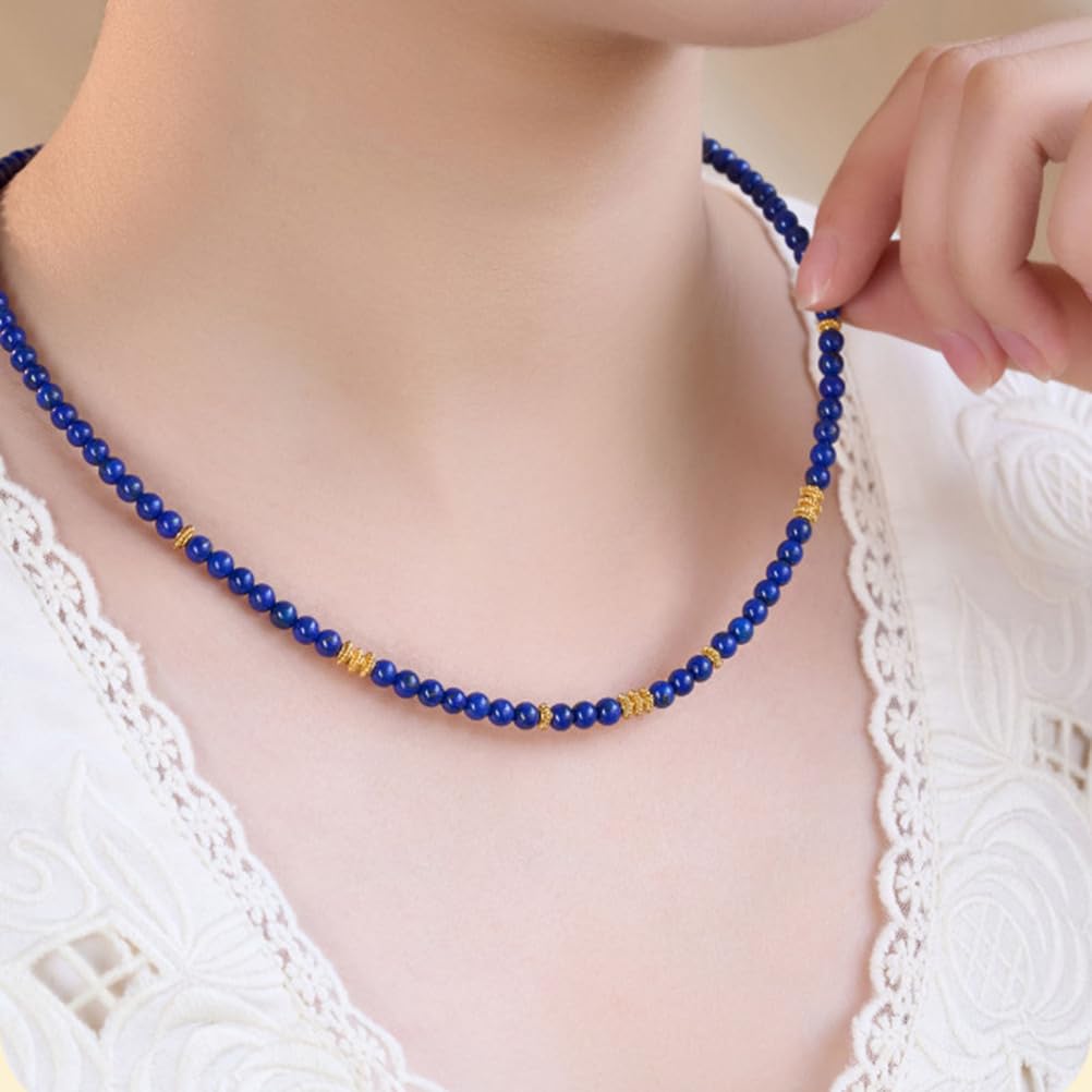 Collar de lapislázuli auténtico con Cadena Ajustable, joyería de Piedra Natural de Color Azul Profundo con inclusiones de pirita Dorada, Piedras Preciosas para Mujeres