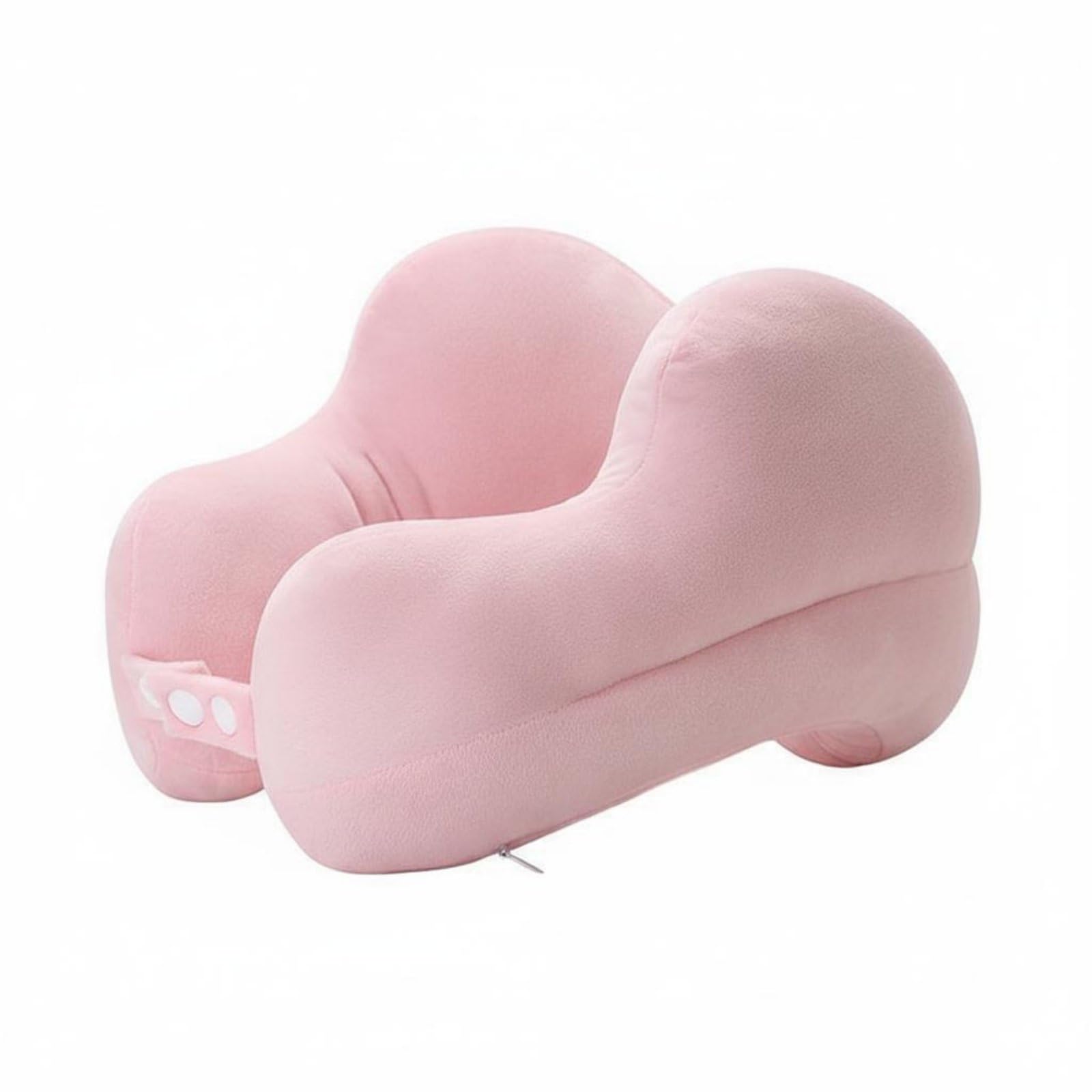 Enakshi® Lightweight U-Shaped Travel Pillow Breathable U-Shaped Neck Pillow Slow Rebound Ergonomic Neck Cushion Washable Cover for Travelers, Commuters, Office Workers, Train, Car, Pink-image-45