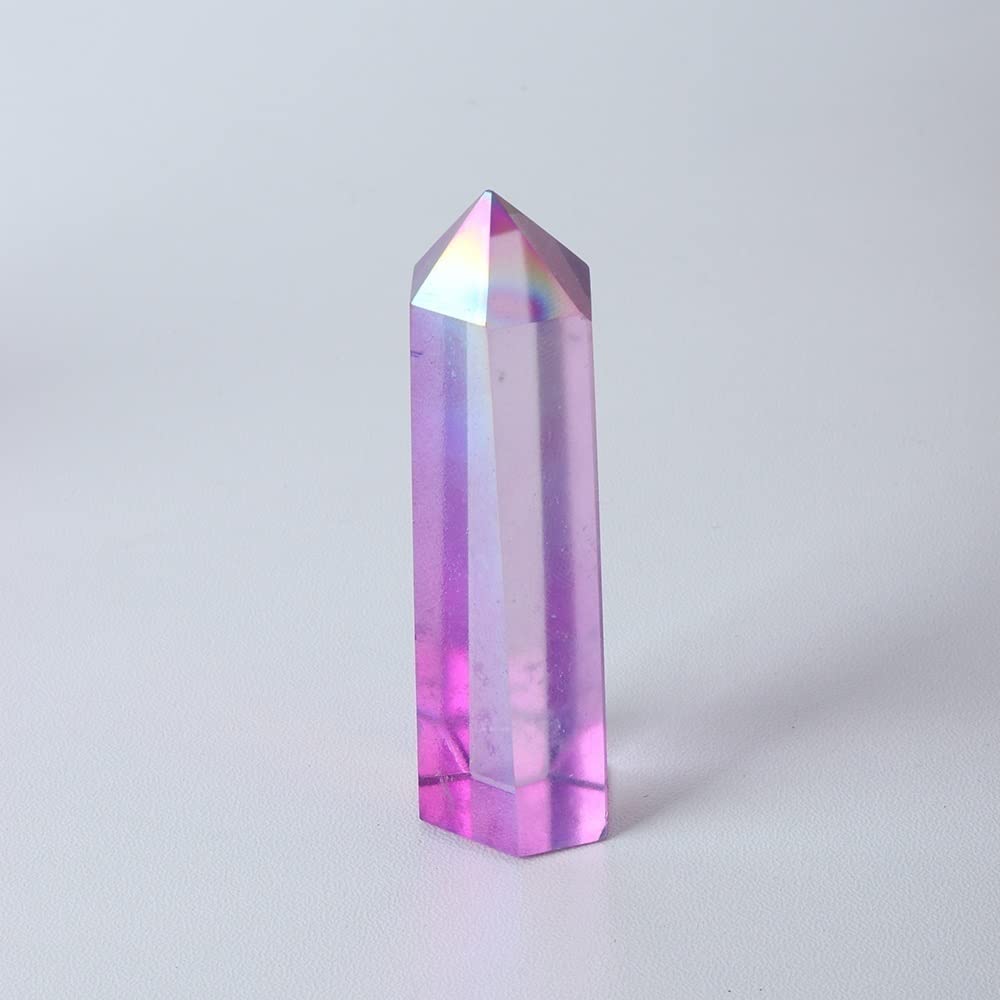 Pierre de Fusion de Quartz de Haute Qualité à Pointe Galvanisée Violette