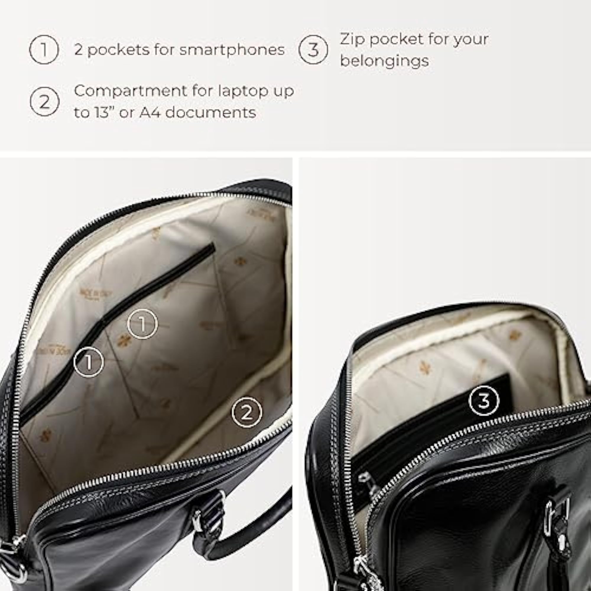 Leather Briefcase - Italian Full Grain Leather Bag
