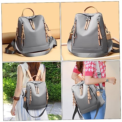 Sac à dos de cours ecole grey en tissu Oxford pour femme - 6