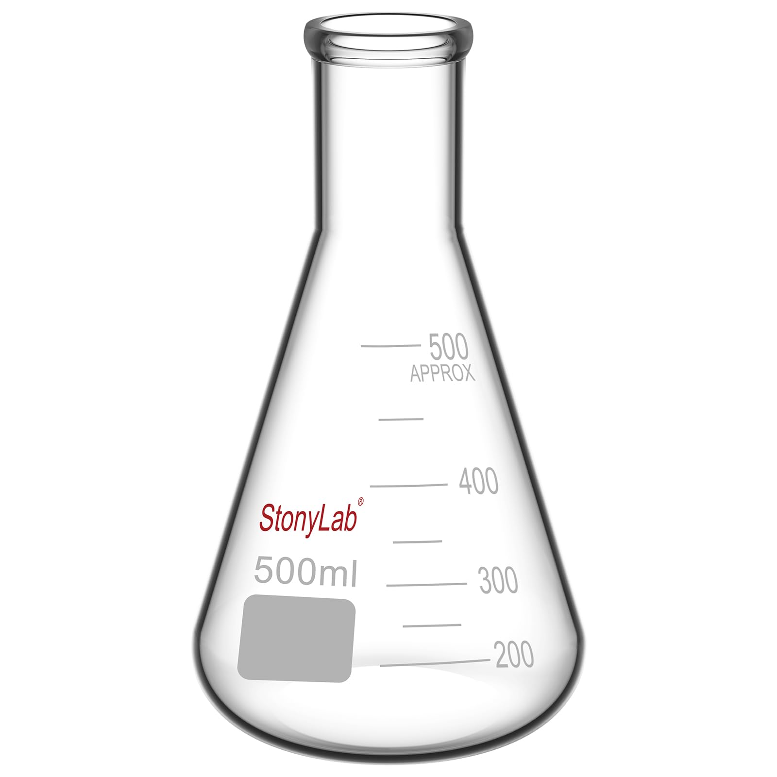 stonylab 1-Pack Glass 50 ml Heavy Wall Narrow Mouth Erlenmeyer Flasks with Heavy Duty Rim - (50ml Fits with StonyLab 4# Rubber Stopper) — Amazon image 10