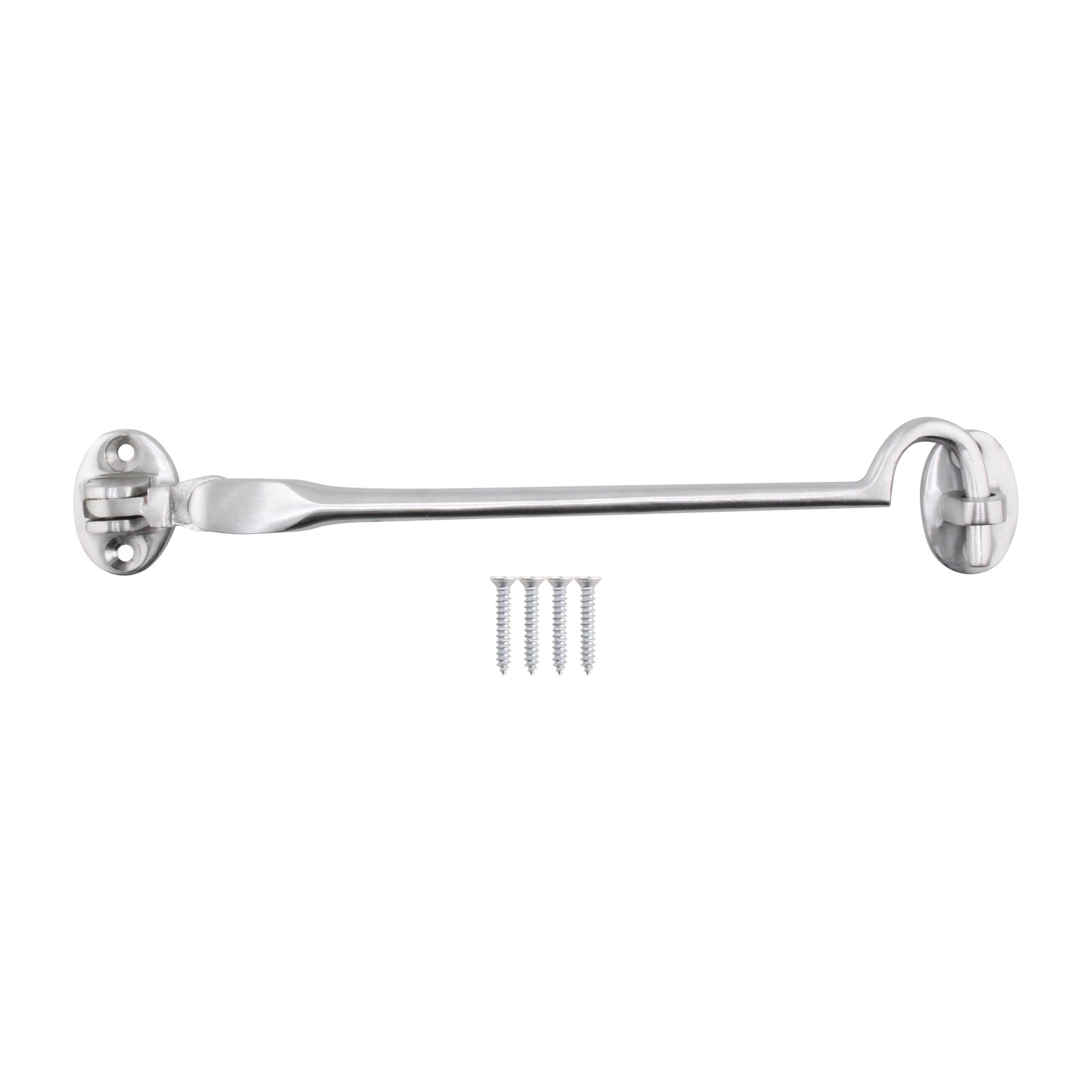 EAI Cabin Hook and Eye Latch | Heavy Duty 200mm / 8 Inch Silent Satin Chrome Hook and Eye Latch | 1 Pack with Fixings