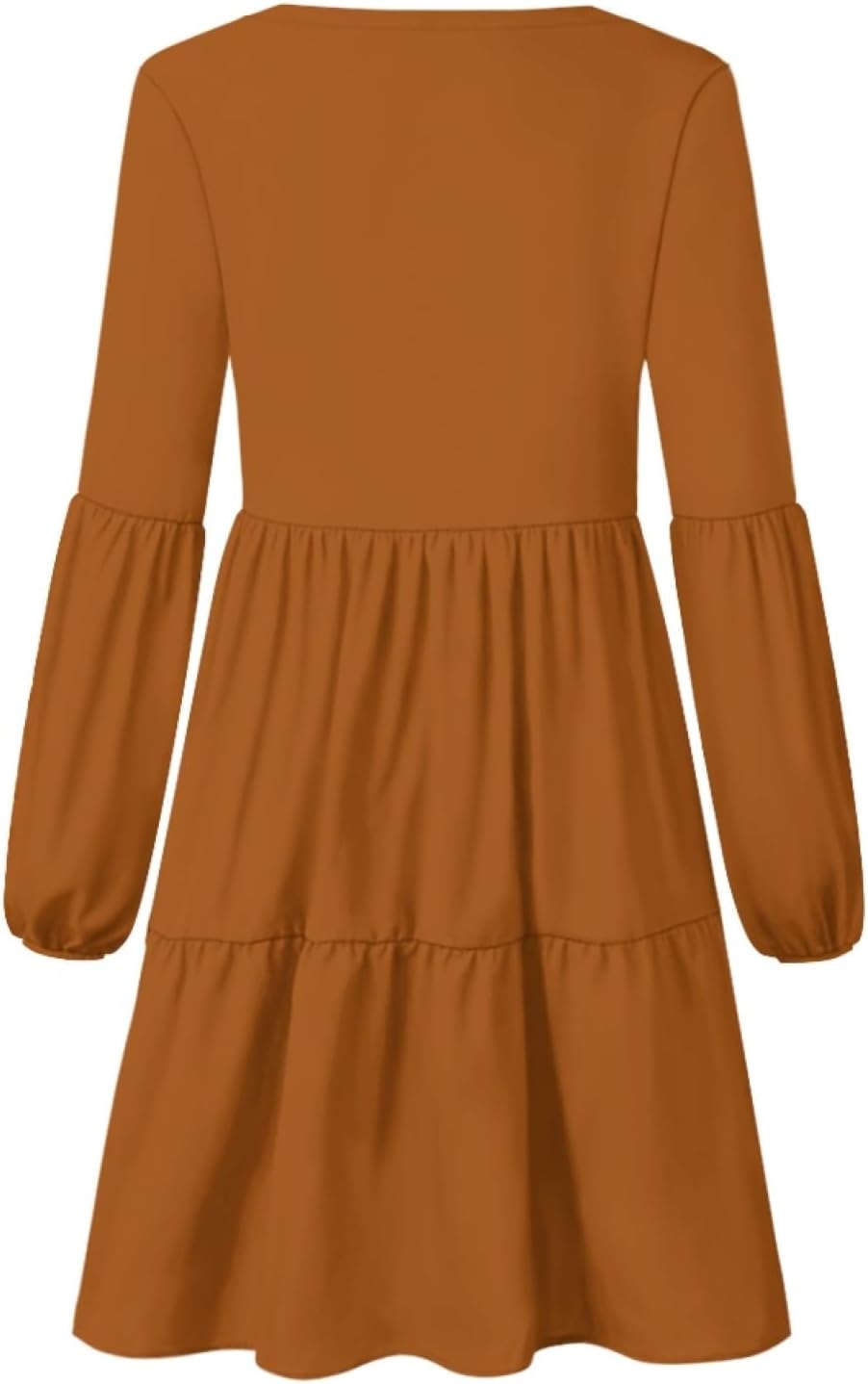 Long Sleeve Dress for Women Floral V Neck Lantern Sleeve Fashion Tunic Dress Knee Length Casual Swing Shift Dress - Image 3