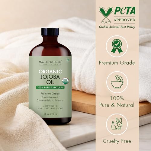 Image of Majestic Pure USDA Organic Jojoba Oil, 100% Pure & Natural - 4 Fl Oz