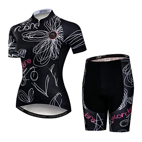 Ciclismo Jersey Set Mujeres Manga Corta Verano Babero 5D Acolchado Pantalones De Bicicleta S-3XL Cover