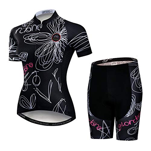 Ciclismo Jersey Set Mujeres Manga Corta Verano Babero 5D Acolchado Pantalones De Bicicleta S-3XL