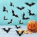 24Pcs Black Glittery Hanging Bats Garland and Bat Wall Decals Window Stickers,Halloween Party Decorations Outdoor Yard Decorations