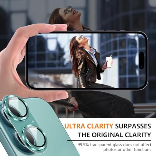 Image of NEXVEU TITANIUM Camera Lens Protector For IPHONE 16 /16 PLUS GREEN UHD 9H Glass, Anti Drop, Scratch Resistant, Case Friendly, Removable, Waterproof, Heavy Duty Camera Protector