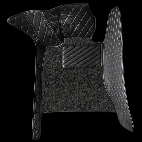 Image of NEXTA Premium Nappa Luxury Leather with Grass Mat Complete Set || 100% Waterproof and Washable||7D Cars Floor Mats for MG Majestor - 7 Seater (All 3 Rows) | Color : (Full Black)