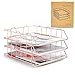 Baffect Półka na dokumenty A4, 3 poziomy, z możliwością układania w stos, na biurko, porządny dokument, papier, organizer, metalowa półka A4, do biura domowego (różowe złoto)