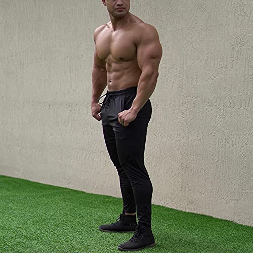 Calça de corrida masculina BROKIG leve, casual, justa, para academia, treino, com bolso com zíper, P