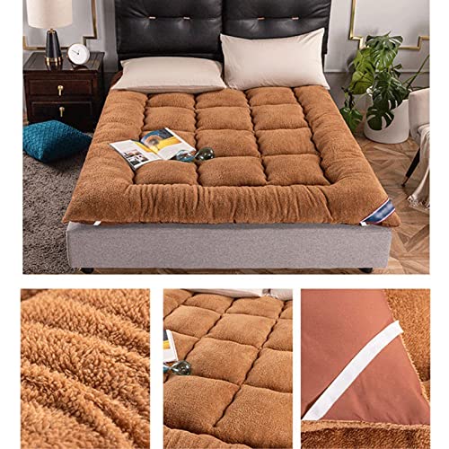 Futonmatras Japanse Vloer Tatami Mat Dikker Opvouwbaar Oprolbaar Slaapkussen Slaapzaal Bed Kussen Ligstoel Kussen Bed Voor Gastenbank (Kleur : Brown, Grootte : 180x220cm) - Afbeelding 3