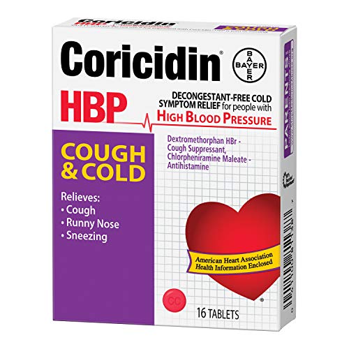 Coricidin Hbp Antihistamine Cough & Cold Suppressant Tablets For People With High Blood Pressure, 16-Count Boxes (Pack Of 6) #TOP3