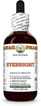 Eyebright Herb Euphrasia Officinalis Dry Herb Glycerite, Made in Hawaii, All Natural, Vegan, Lab Tested Alcohol-Free Liquid Extract - 2 fl.oz