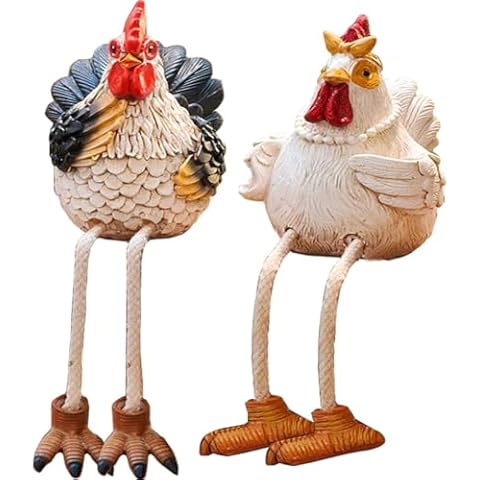 QIAOIDEA Resin Rooster & Hen Figurines Set Cover
