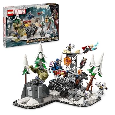 LEGO Marvel Avengers Assemble: Age of Ultron BAU- und Spielset mit 8 Superhelden-Minifiguren wie Thor dem Hulk und Iron Man Bauspielzeug für Jungen und Mädchen Abenteuer-Set 76291