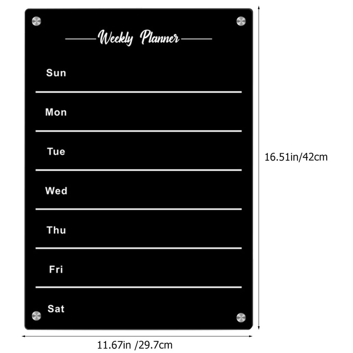 BETOOKY Magnetisches Acryl Küchenplaner Whiteboard in Schwarz Abwischbares Terminplan Nachrichtenbrett für Kühlschrank für Küche und Büro Glatte Schreibfläche