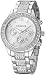 Luxury Unisex Crystal Diamond Watches Quartz Digital Calendar Rose Gold Silver Stainless Steel Watch (Silver)