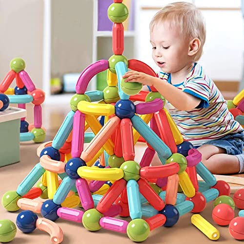 YADODO 120 Pièces Bloc Construction Magnetique Enfant Montessori 3ans 4ans 5ans 6ans 7ans Jeu de Construction Magnétique Montessori Jeux Aimanté Enfant Magnetix Jouet Petit Montessori Jouet Enfant