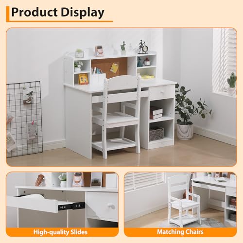 Garvee Study Desk and Chair Set, Learning Desk for Kids - Features Bulletin Board, Keyboard Drawer, Open Shelves and Storage Space- Perfect for Children Ages 3-8 by Garvee - Image 5